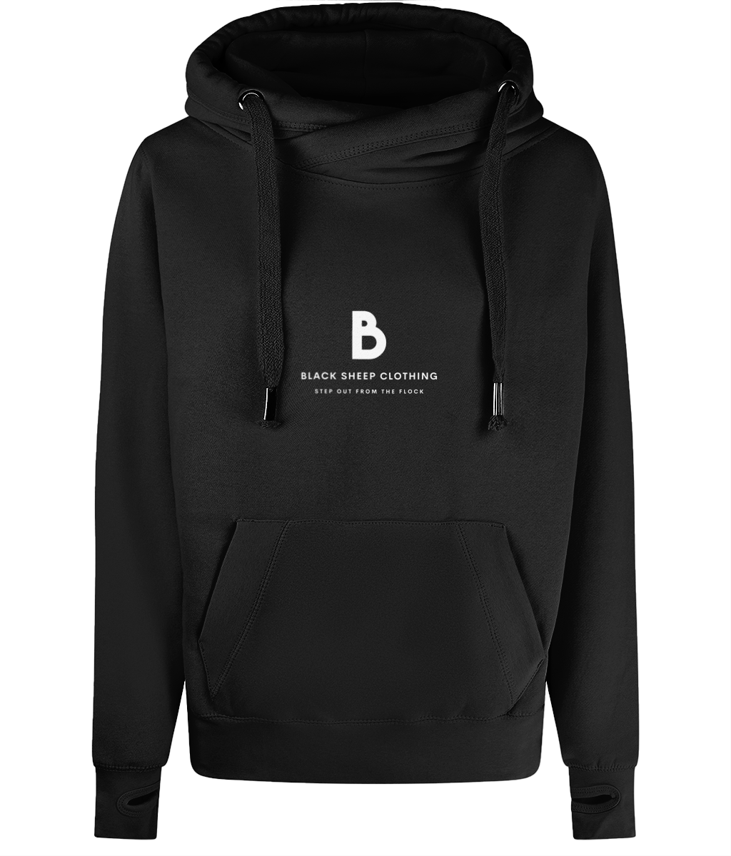 The Black Out Logo Cross Neck Hoodie