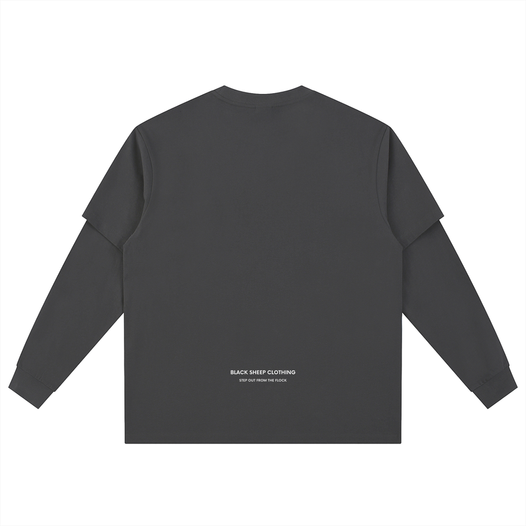 The Signature Layered Long Sleeve Oversized Tee in Grey