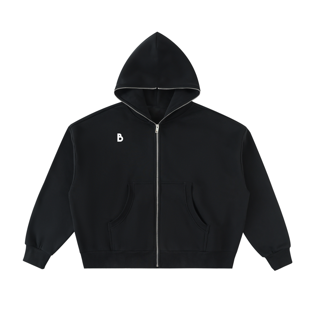 The Signature Fleeced Full-Zip Boxy Hoodie
