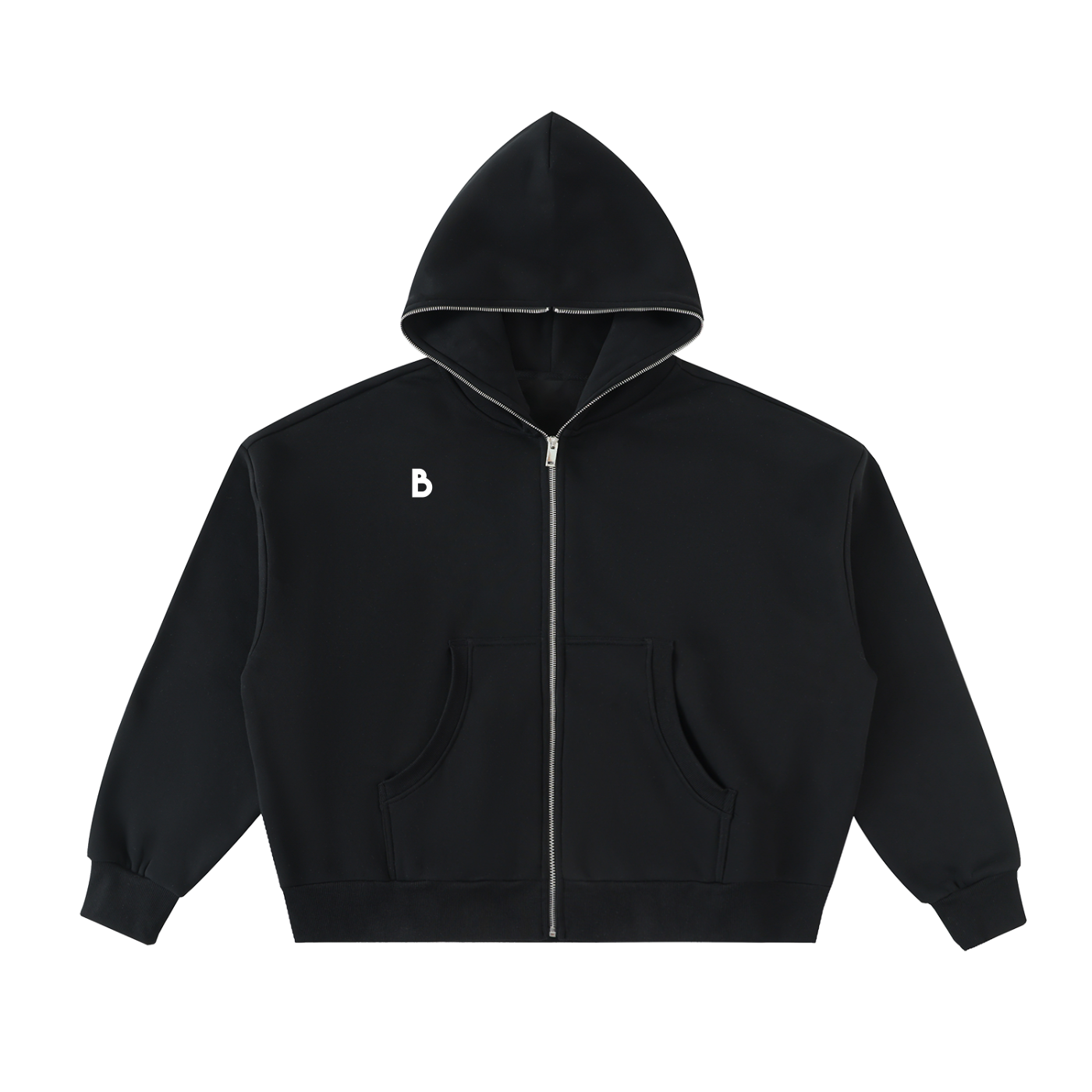 The Signature Fleeced Full-Zip Boxy Hoodie