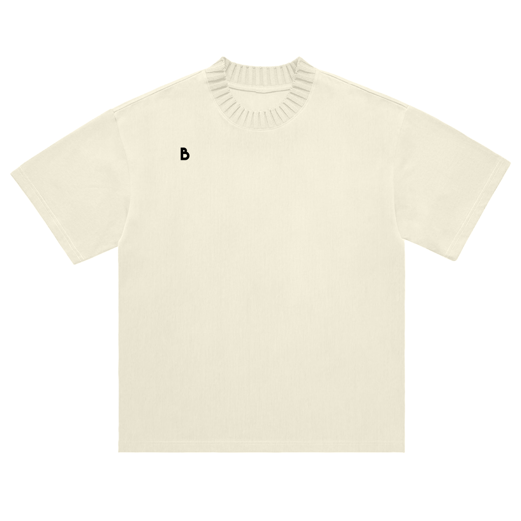 The Signature Heavyweight Knitted Round Neck T-Shirt in Apricot