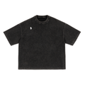 The Signature Textured Waffle Washed Boxy T-Shirt in Black