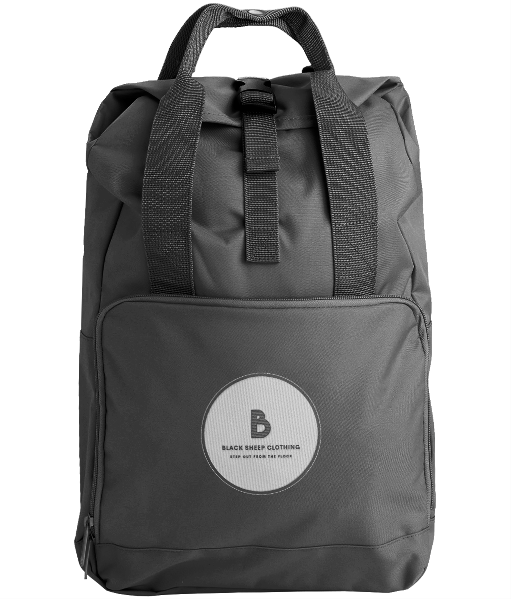 The Essentials Embroidered Twin Handle Roll Top Backpack