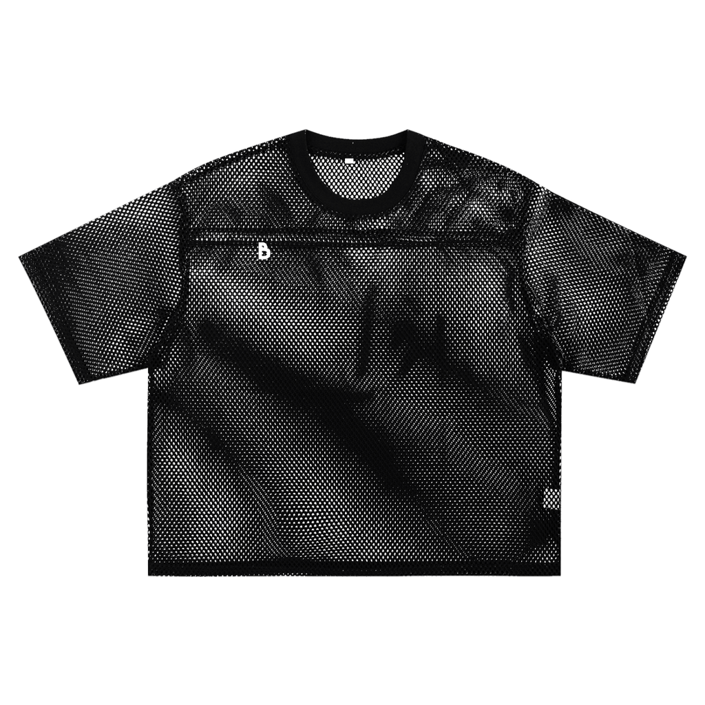The Signature See-through Boxy Net T-Shirt in Black