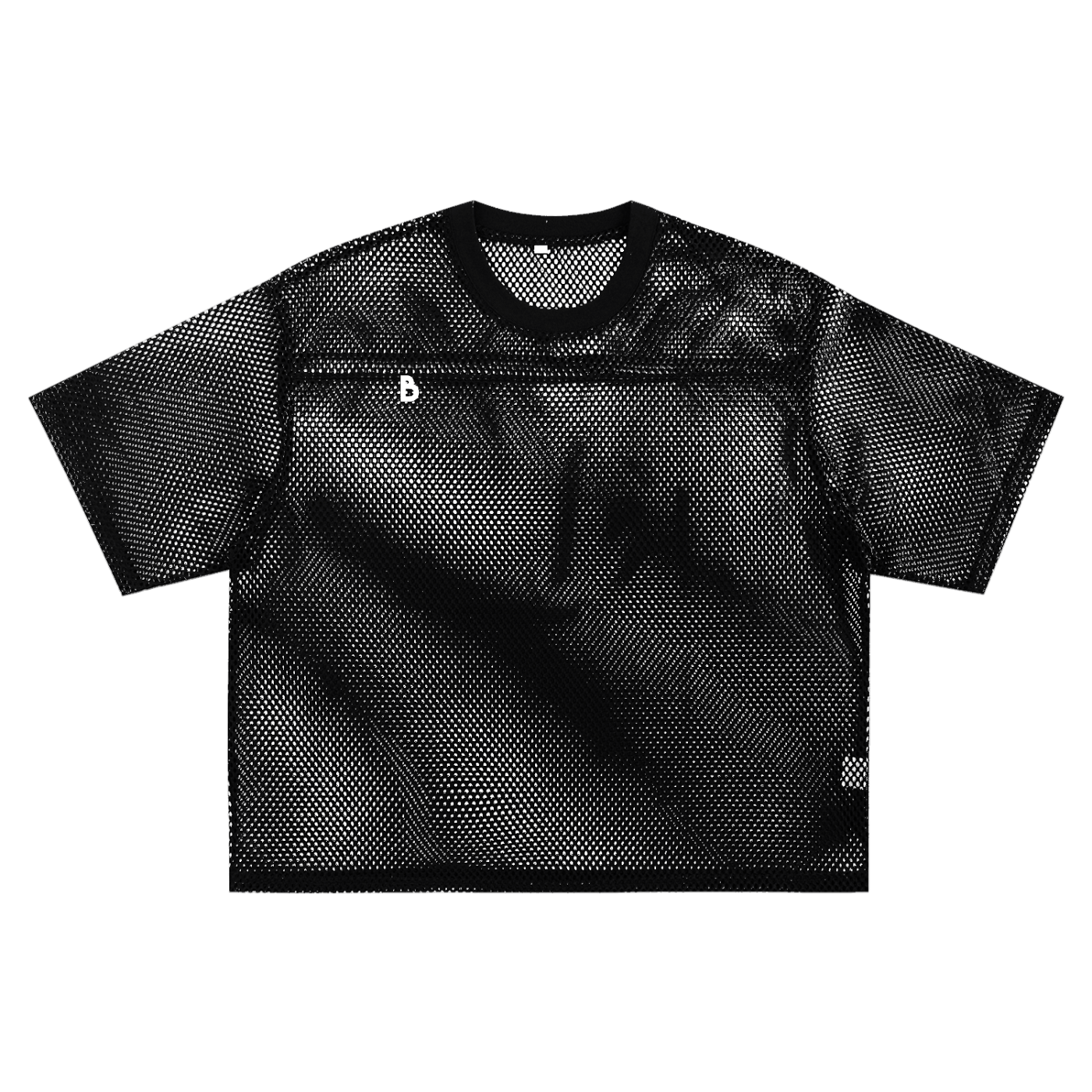 The Signature See-through Boxy Net T-Shirt in Black