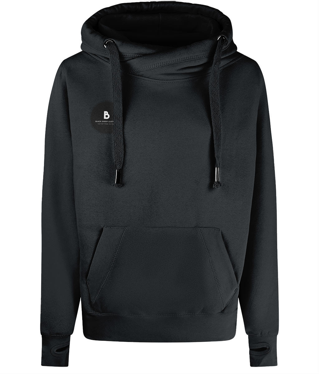 The Black Out Logo Cross Neck Hoodie