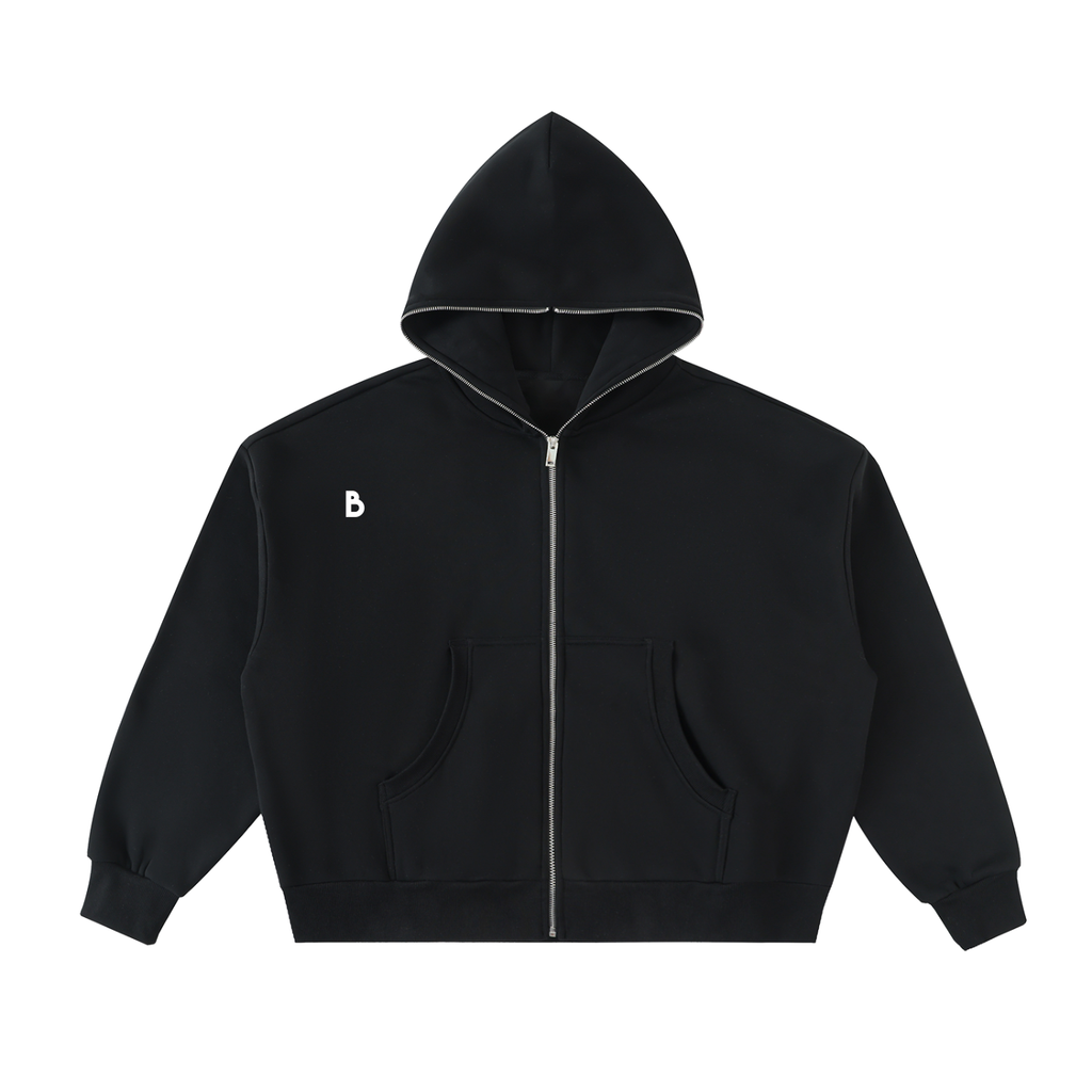 The Signature Fleeced Full-Zip Boxy Hoodie