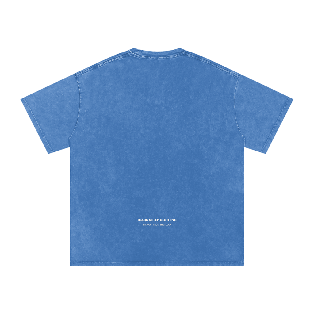 The Smiley Snow Washed Oversized Cotton T-Shirt in Light Blue