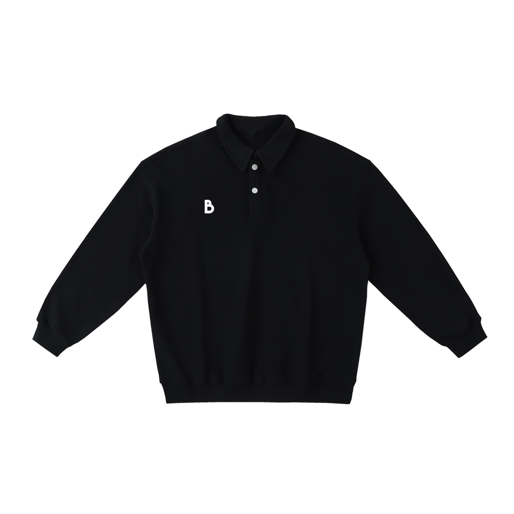The Signature Heavyweight Polo-Collar Sweatshirt in Black
