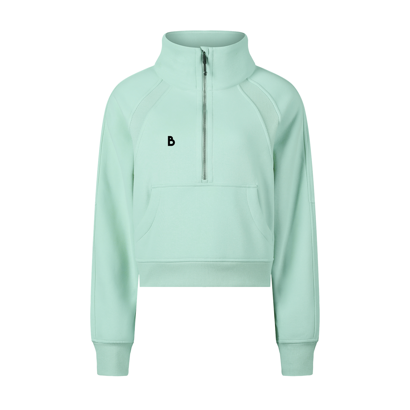 The Women's Signature Cropped Half-Zip Sweatshirt in Mint Green
