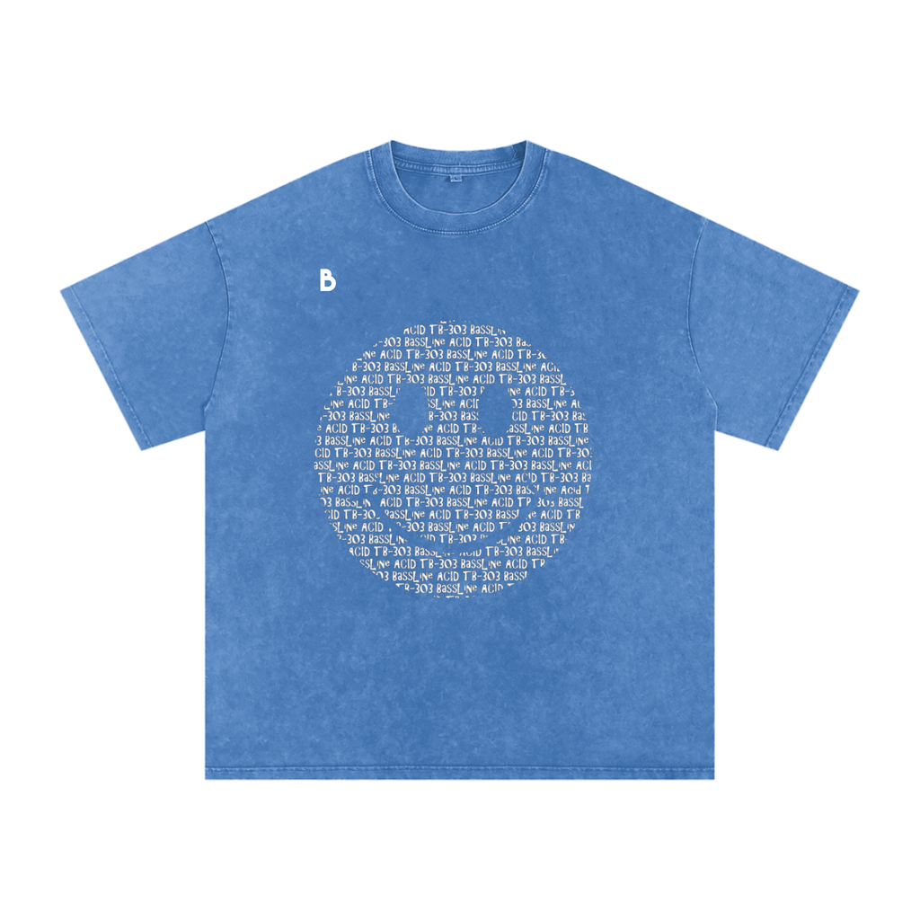 The Smiley Snow Washed Oversized Cotton T-Shirt in Light Blue