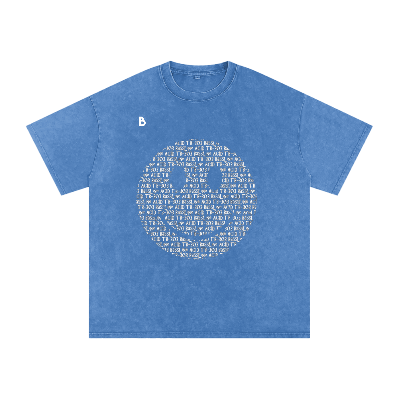 The Smiley Snow Washed Oversized Cotton T-Shirt in Light Blue