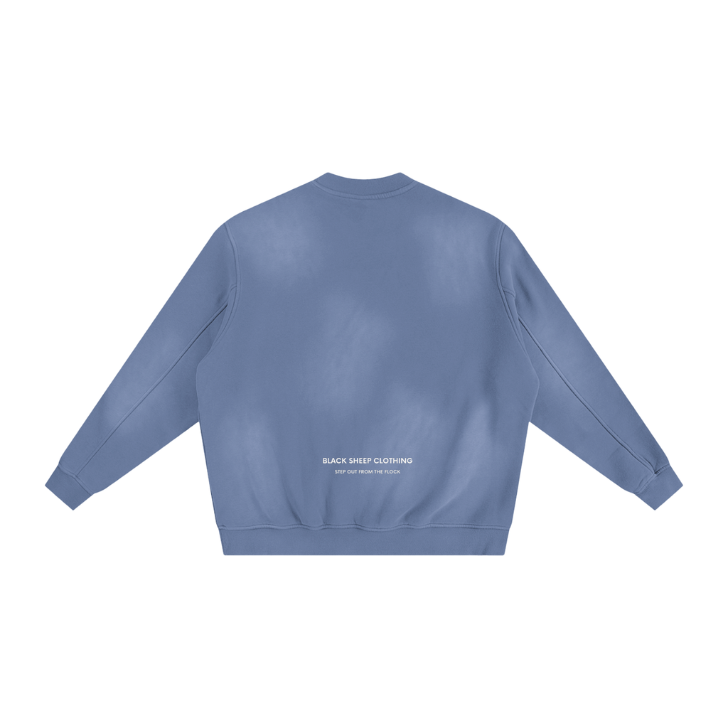 The Signature Sun fade Fleeced Sweatshirt in Denim Blue