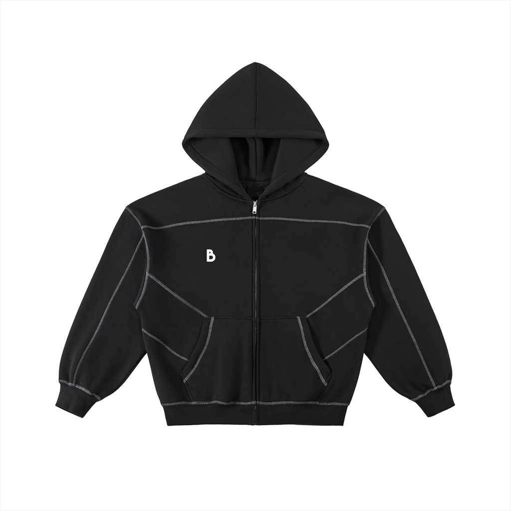 The Essential Contrast-Stitched Boxy Fleece Hoodie