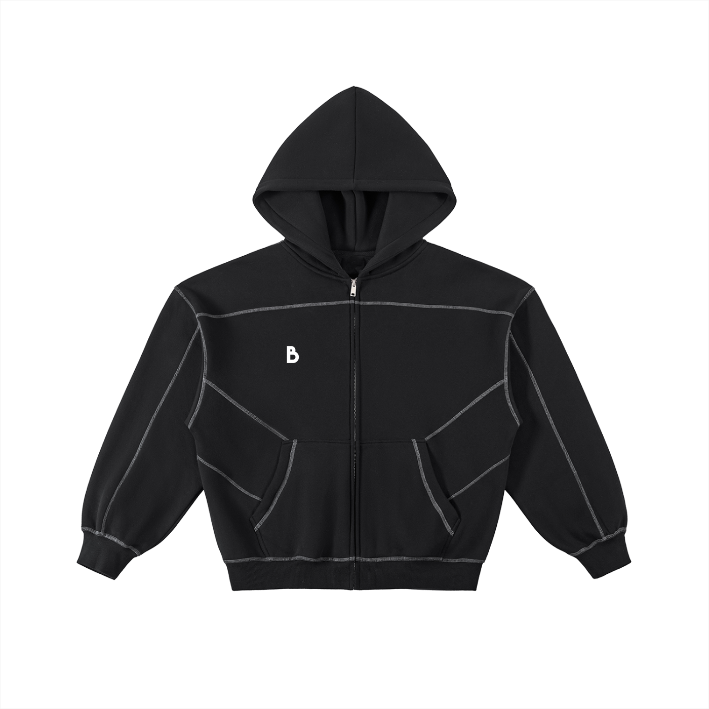 The Essential Contrast-Stitched Boxy Fleece Hoodie