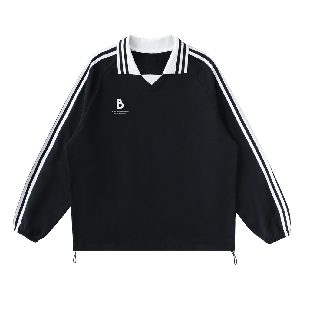 The Signature Contrast Striped Lapel Collar Sweatshirt