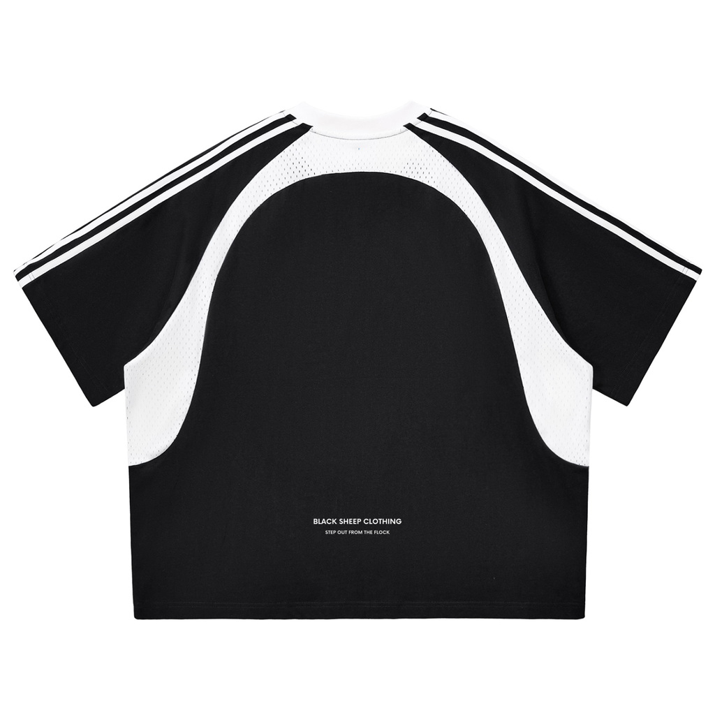 The Essential Contrast Stripes Panel Mesh T-shirt