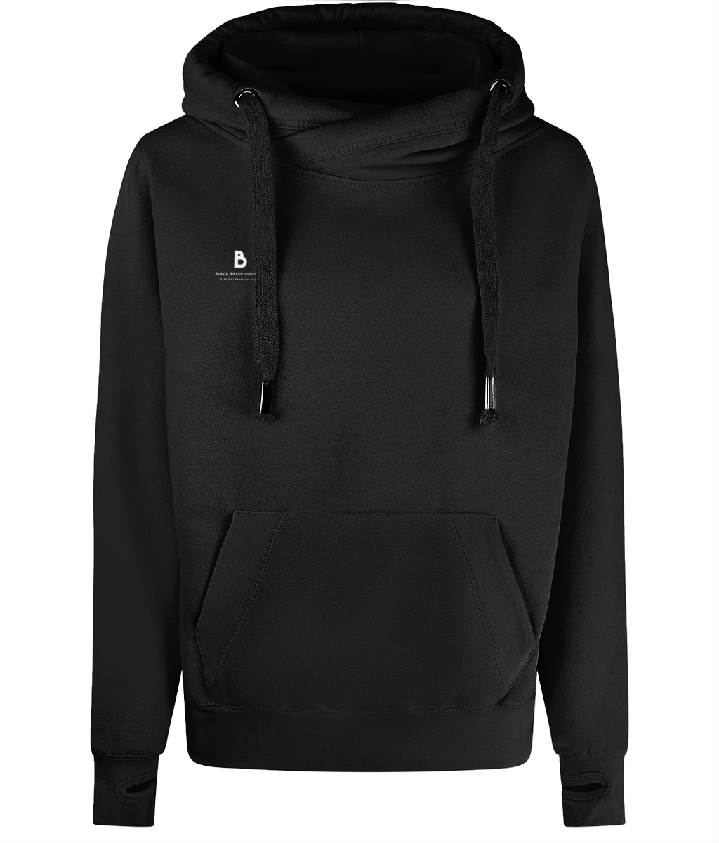 The Black Out Logo Cross Neck Hoodie