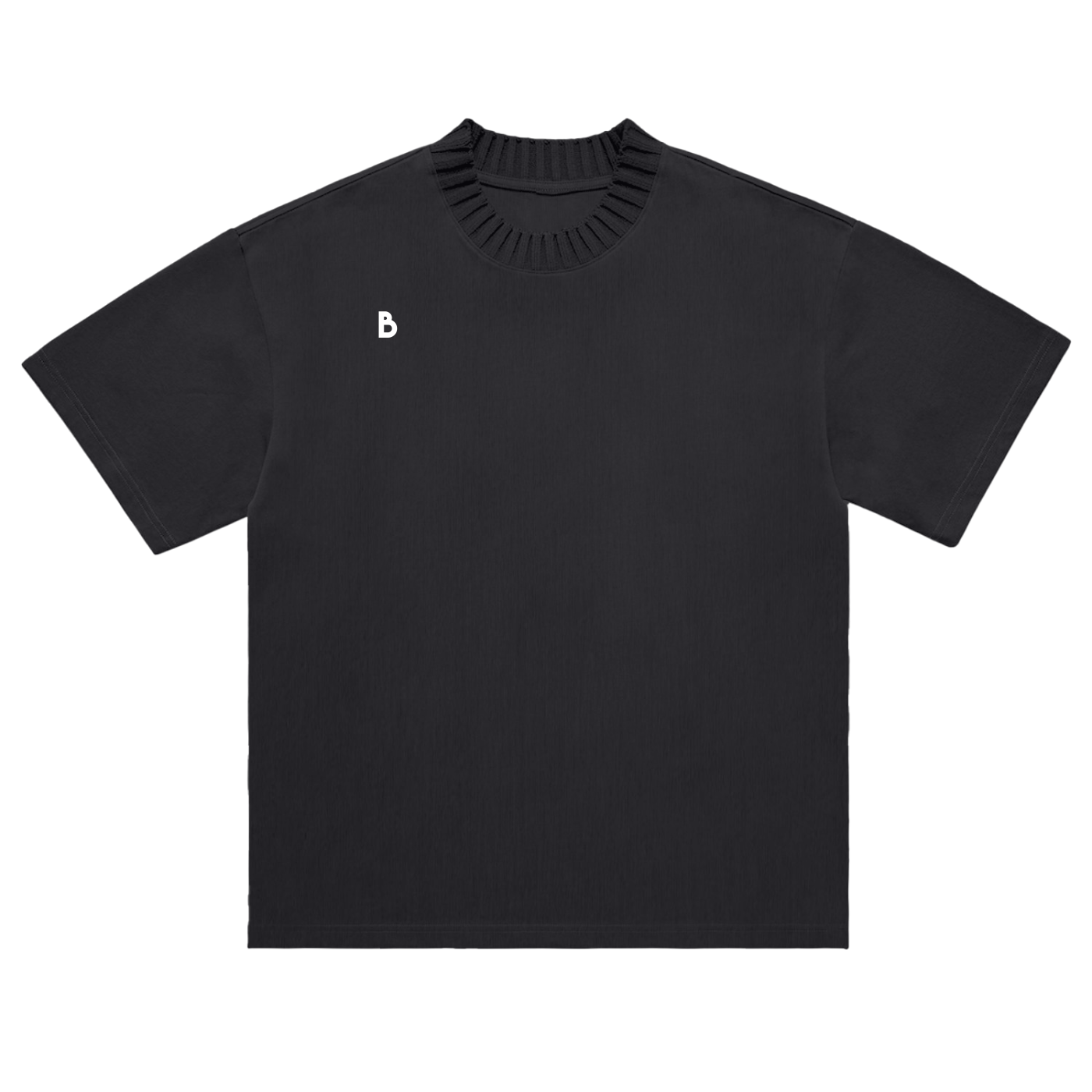 The Signature Heavyweight Knitted Round Neck T-Shirt in Black