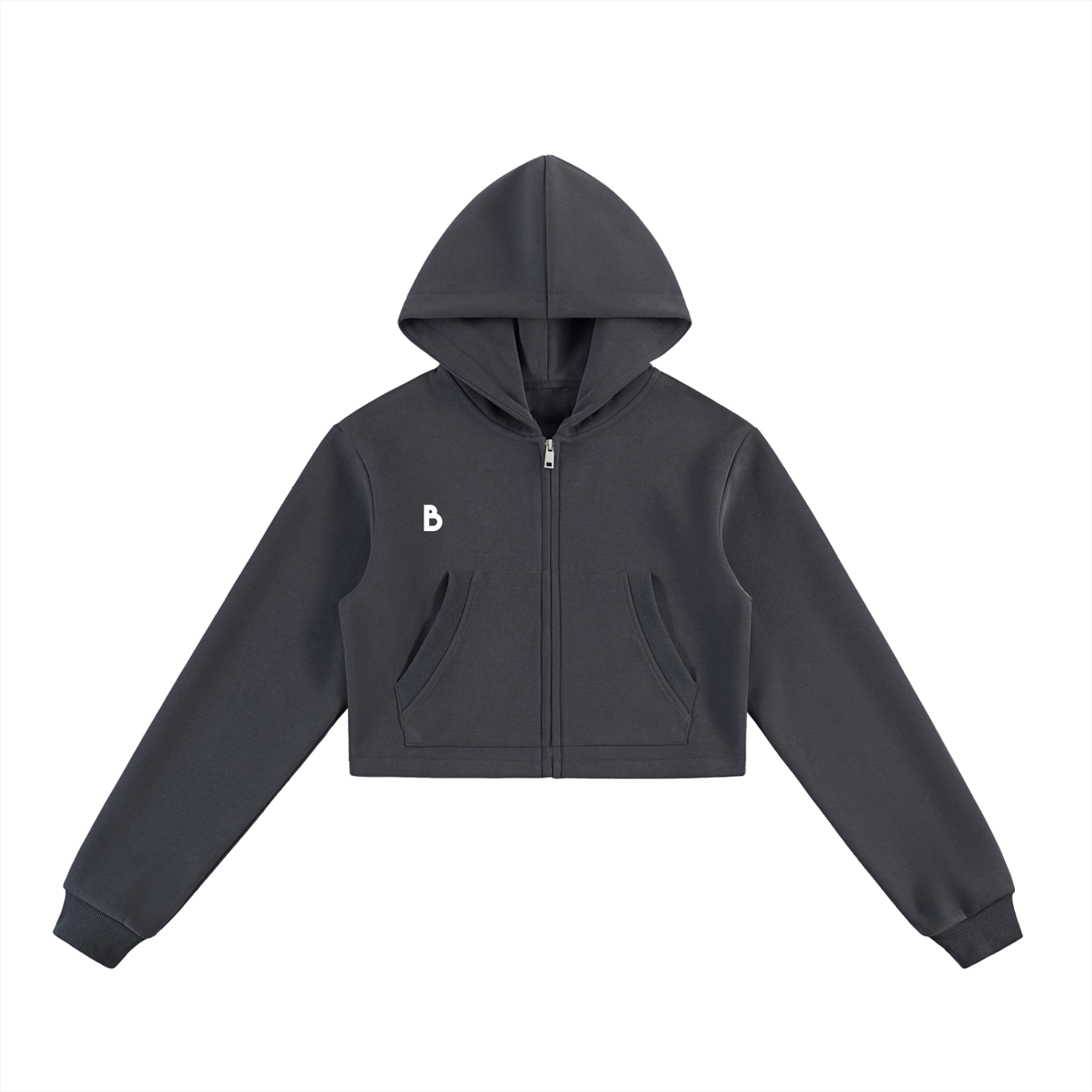 The Women's signature  Cropped Zip-Up Hoodie in Grey