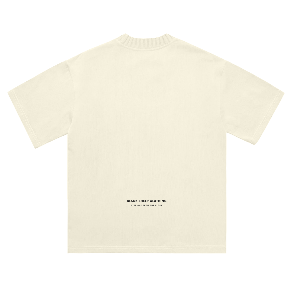 The Signature Heavyweight Knitted Round Neck T-Shirt in Apricot