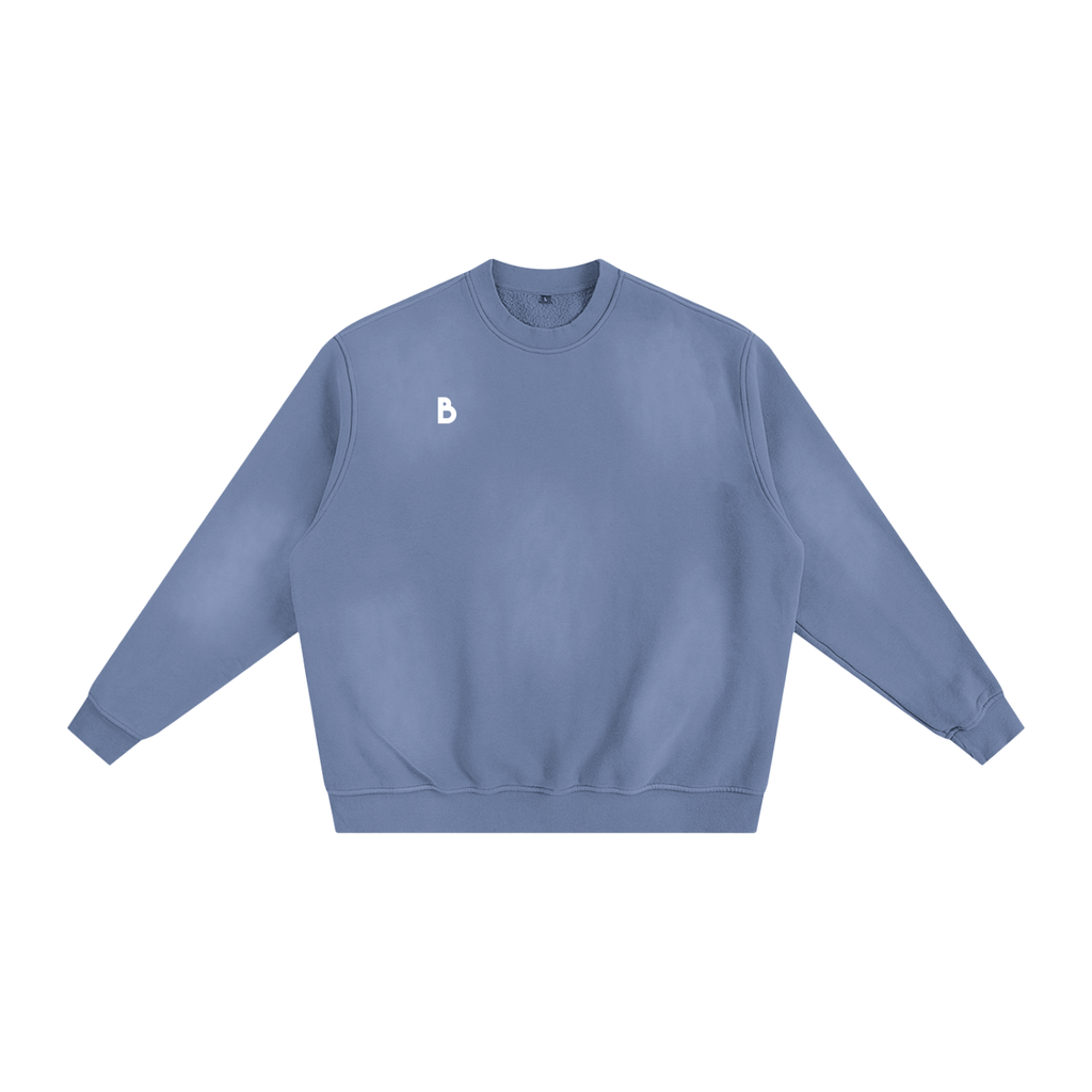 The Signature Sun fade Fleeced Sweatshirt in Denim Blue