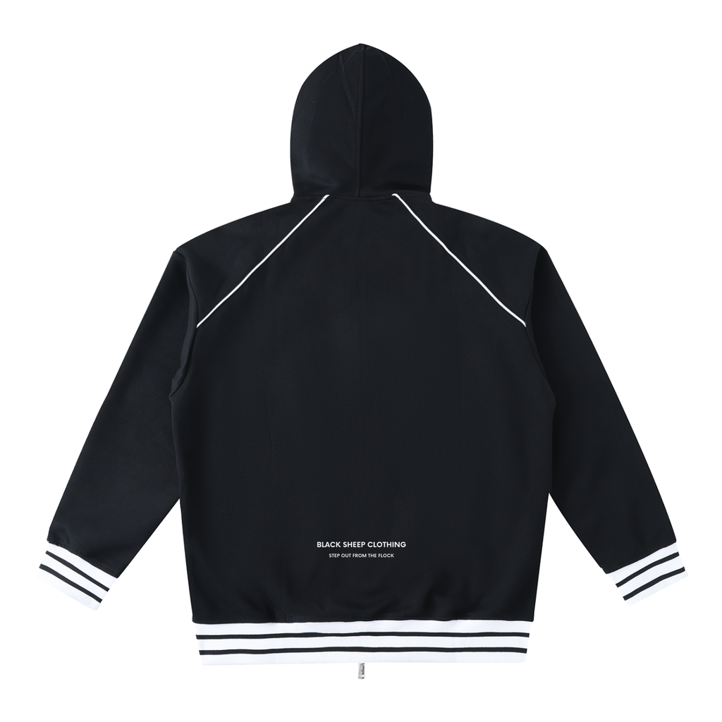 The Signature Striped Trim Zip-Up Hoodie