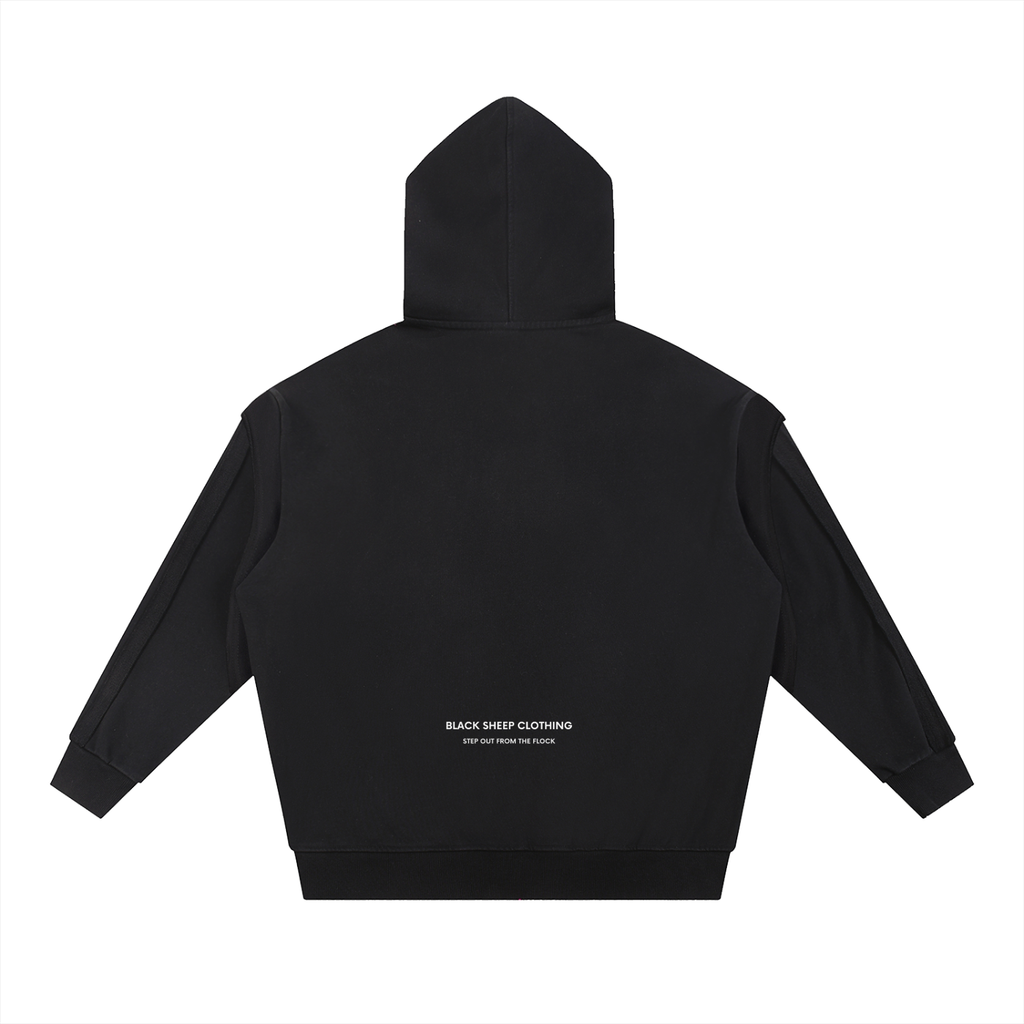 The Essential Contrast Tape Raw Edge Double Layered Hoodie
