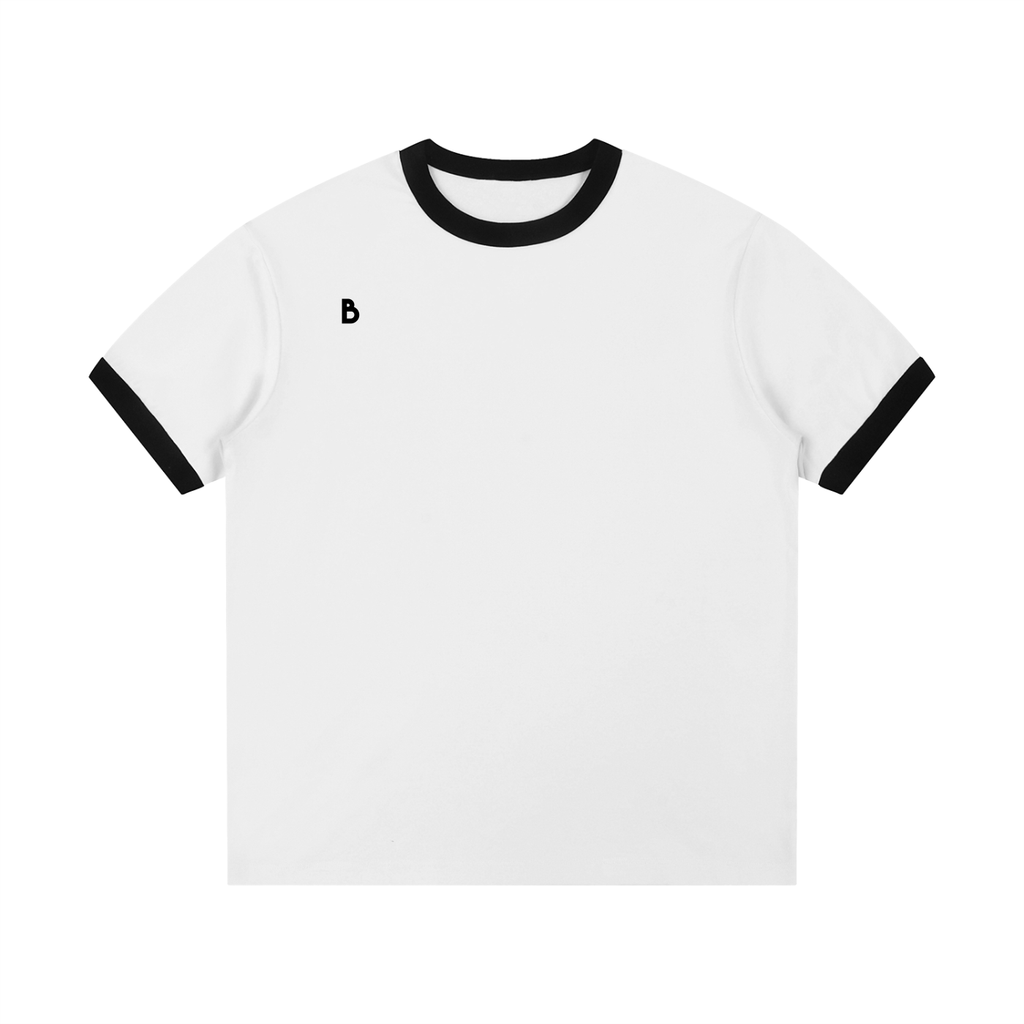 The Contrast Edge Ribbed Crewneck T-Shirt in white