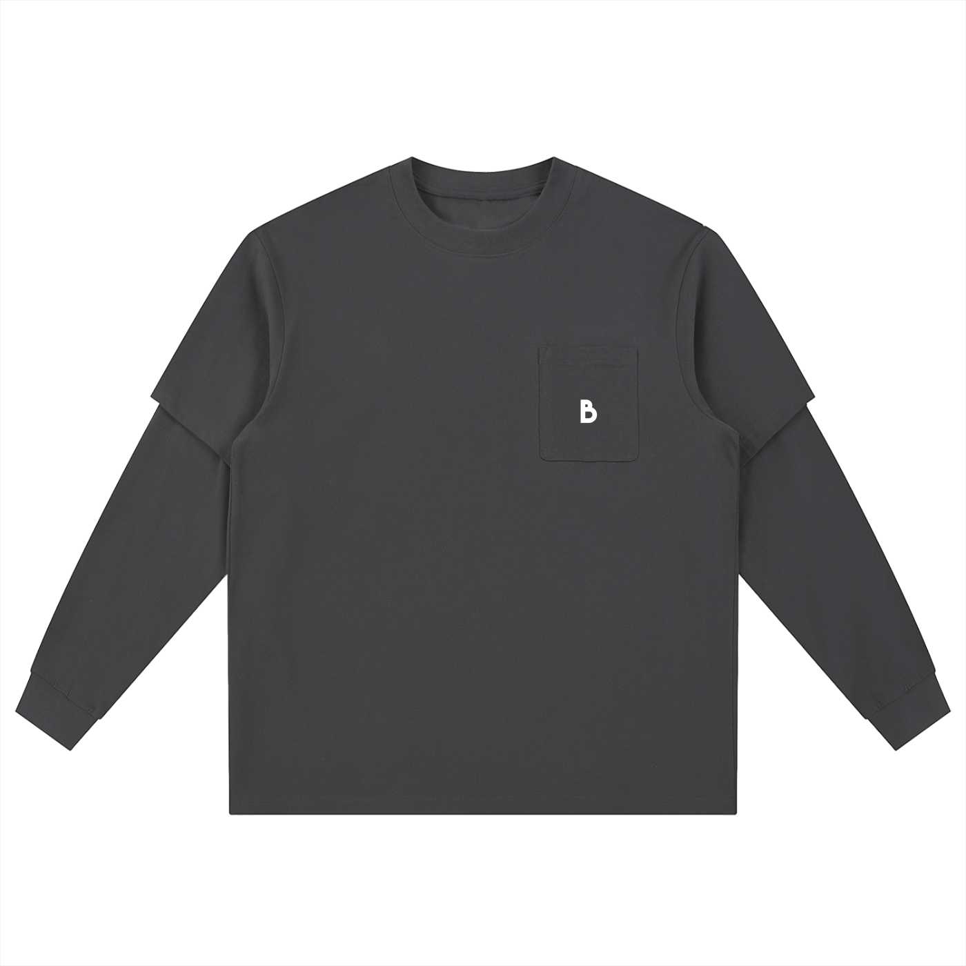 The Signature Layered Long Sleeve Oversized Tee in Grey