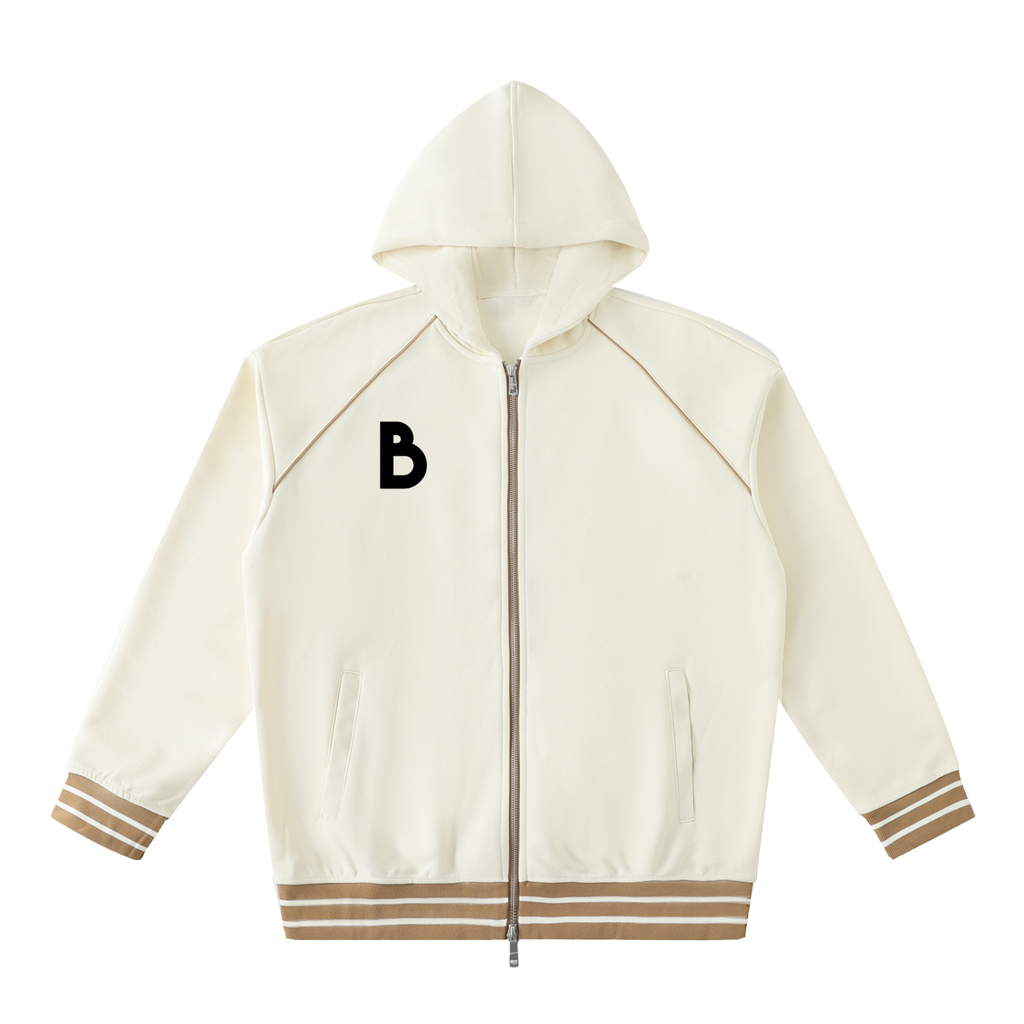 The Signature Striped Trim Zip-Up Hoodie