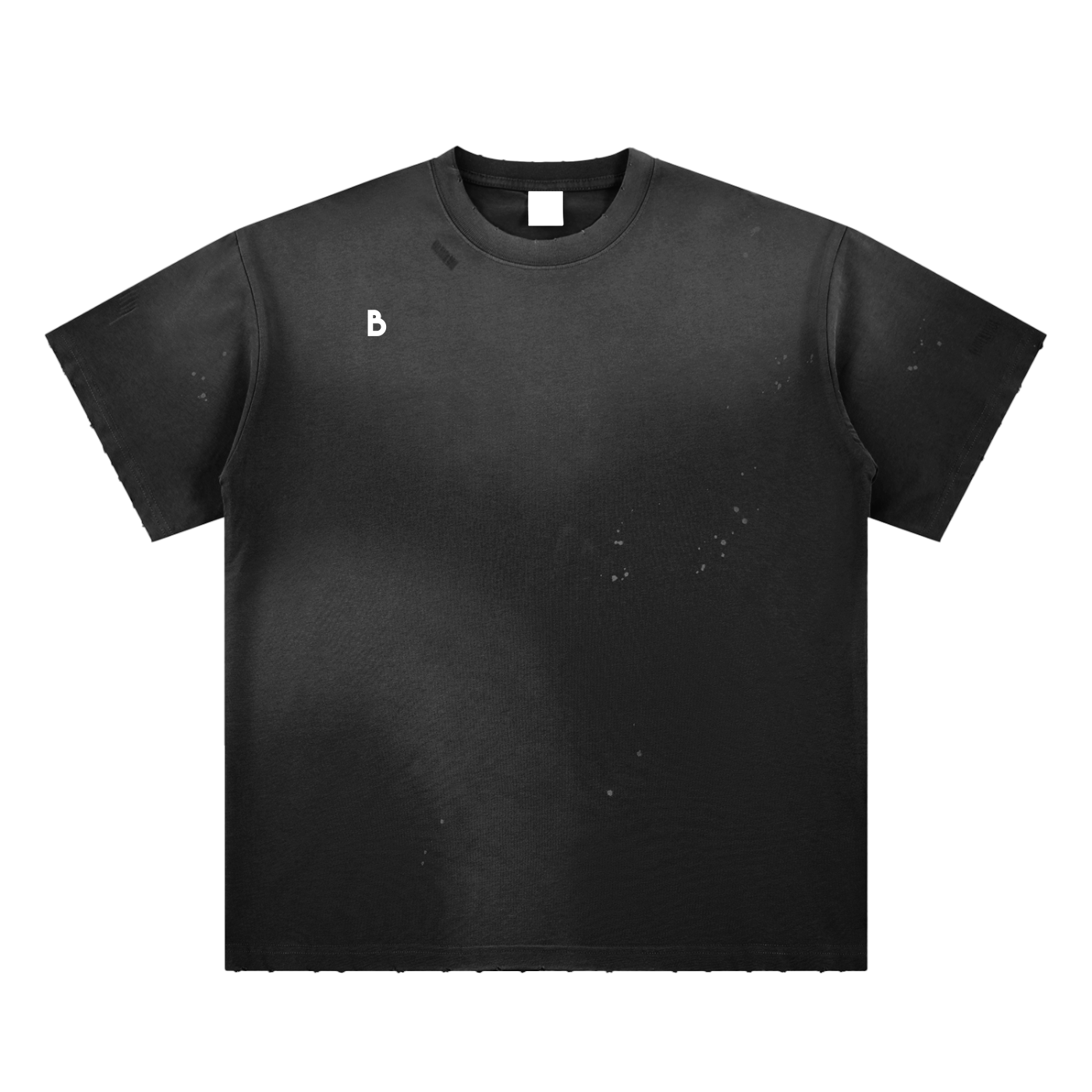 The Signature Hand-Frayed Sun fade Paint Splatter T-Shirt in Black