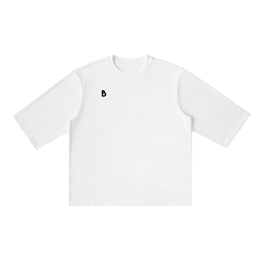 The Signature Half Sleeve Ribbed T-Shirt in White