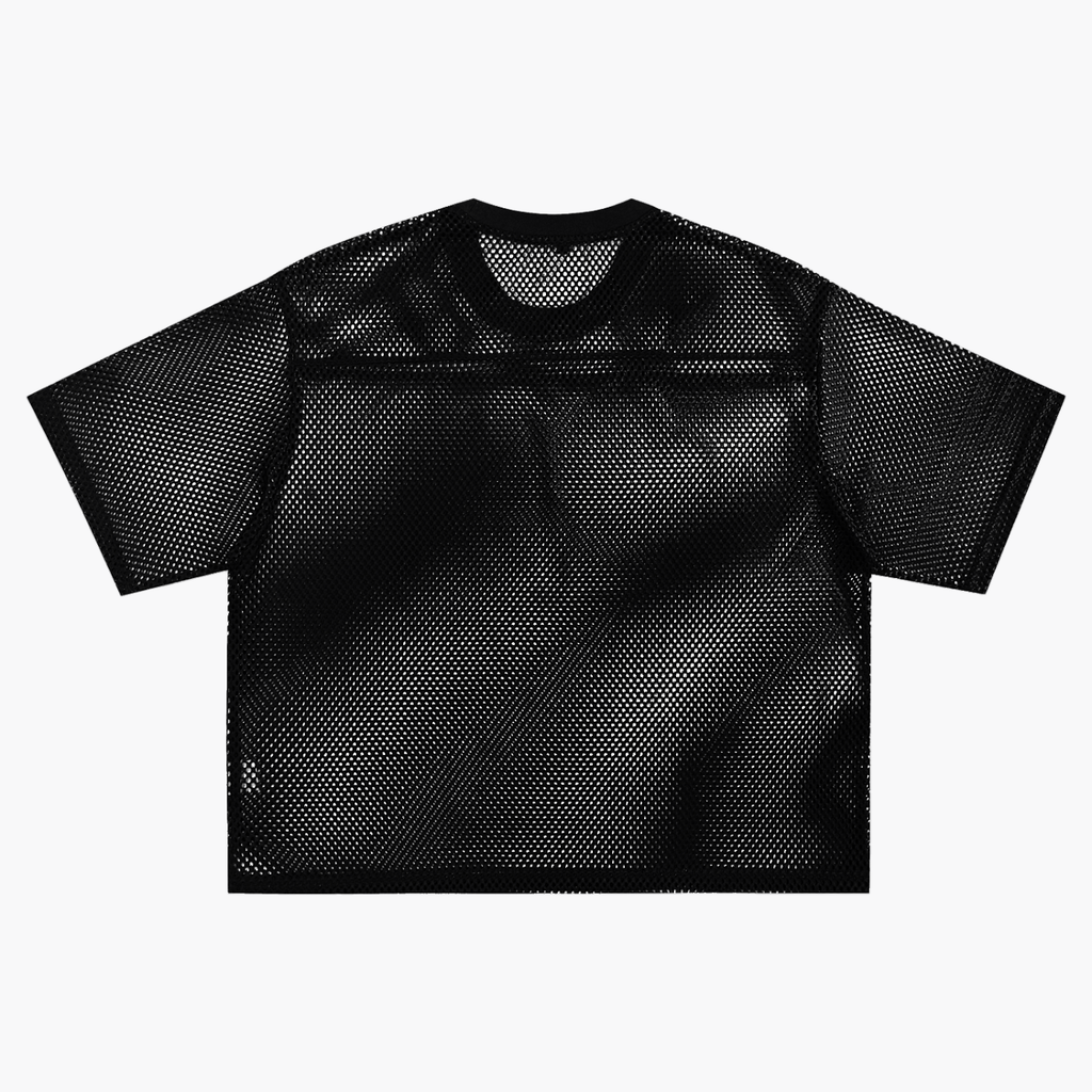 The Signature See-through Boxy Net T-Shirt in Black