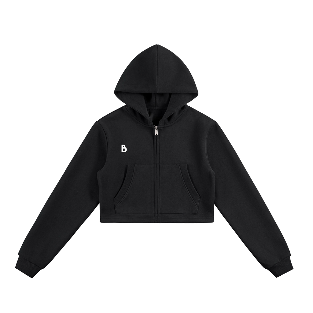 The Women's signature Cropped Zip-Up Hoodie in Black