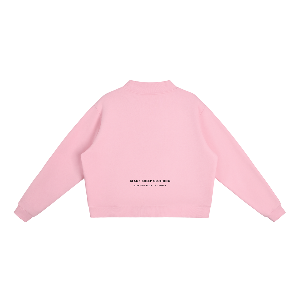 The Essential Fleece Mock-Neck Crew Sweatshirt in Pink