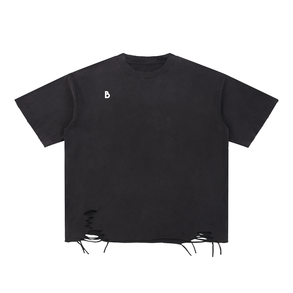The Signature Snow Washed Raw-Hem T-Shirt in Black