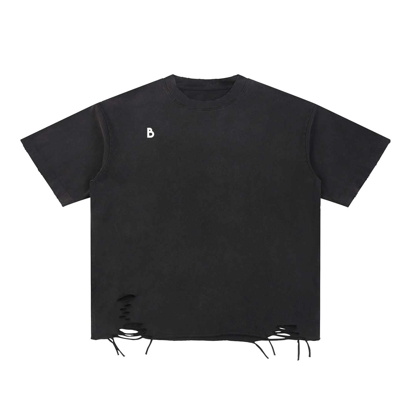 The Signature Snow Washed Raw-Hem T-Shirt in Black