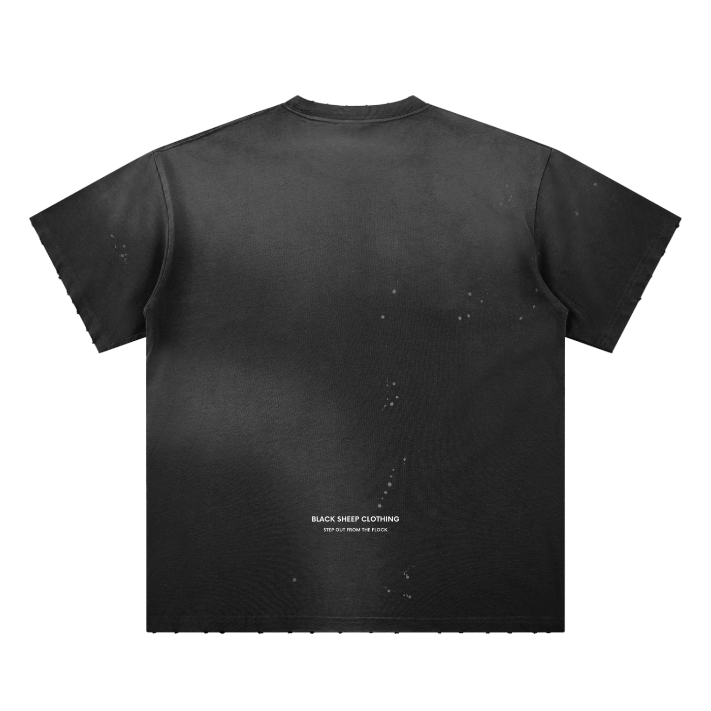 The Signature Hand-Frayed Sun fade Paint Splatter T-Shirt in Black