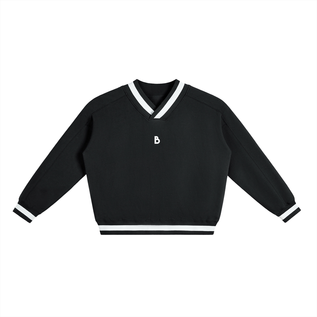 The Signature V-Neck Contrast Collar Boxy Sweatshirt