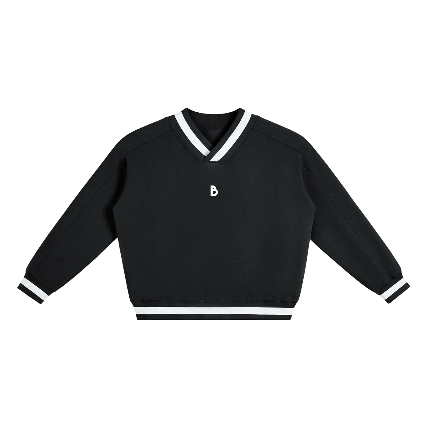 The Signature V-Neck Contrast Collar Boxy Sweatshirt