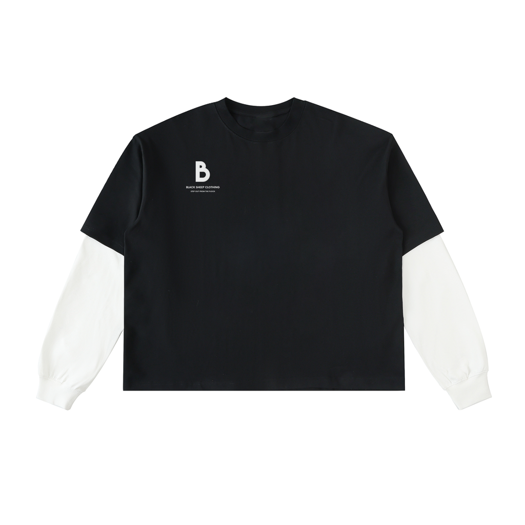 The Signature Layered Contrast Sleeve Cotton T-Shirt