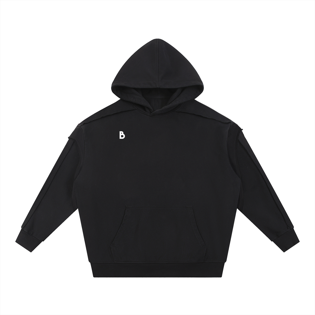 The Essential Contrast Tape Raw Edge Double Layered Hoodie