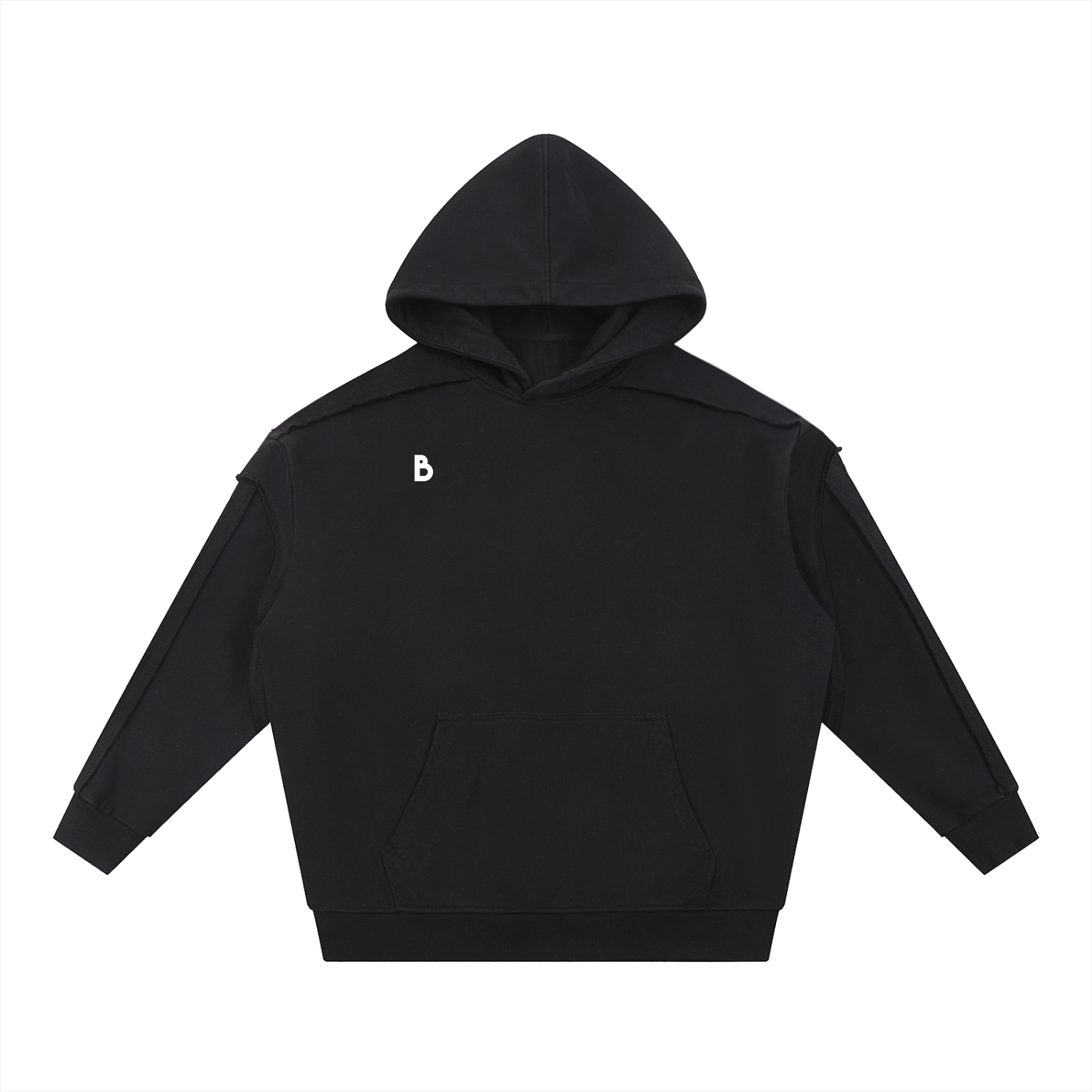 The Essential Contrast Tape Raw Edge Double Layered Hoodie