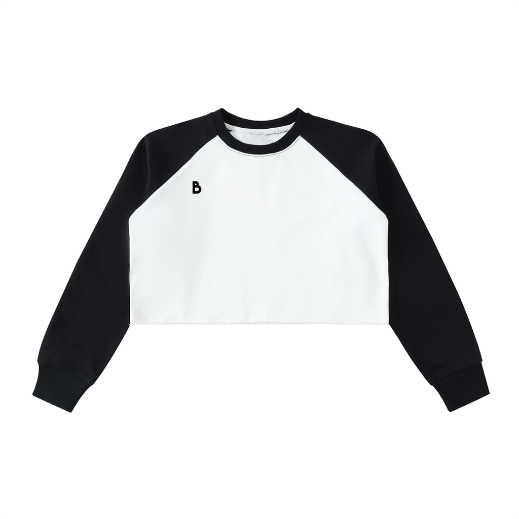 The Signature Raw-Hem Colour-Block Raglan Crop Sweatshirt
