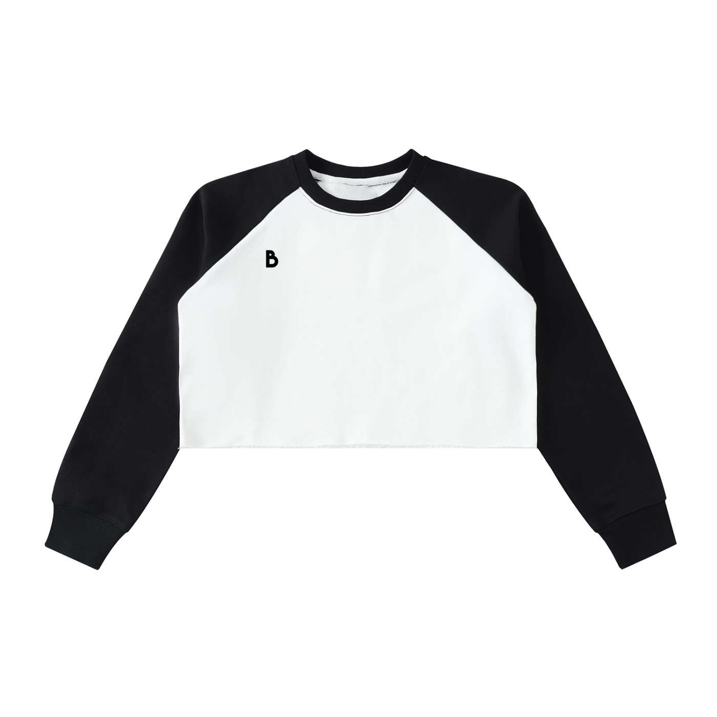 The Signature Raw-Hem Colour-Block Raglan Crop Sweatshirt